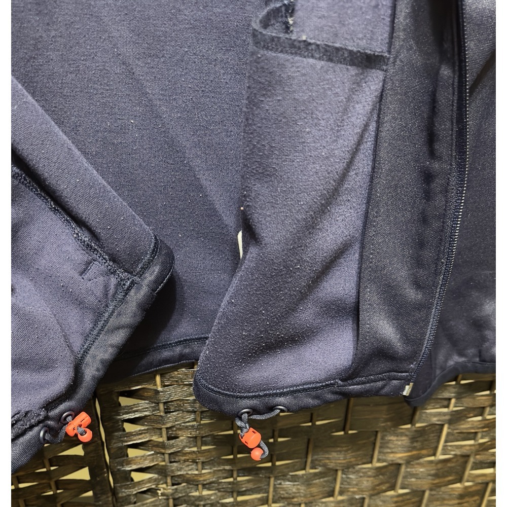 PUMA Mens Track Jacket L Long Sleeve Full Zip Navy Blue white stripe LARGE VTG - Picture 7 of 10